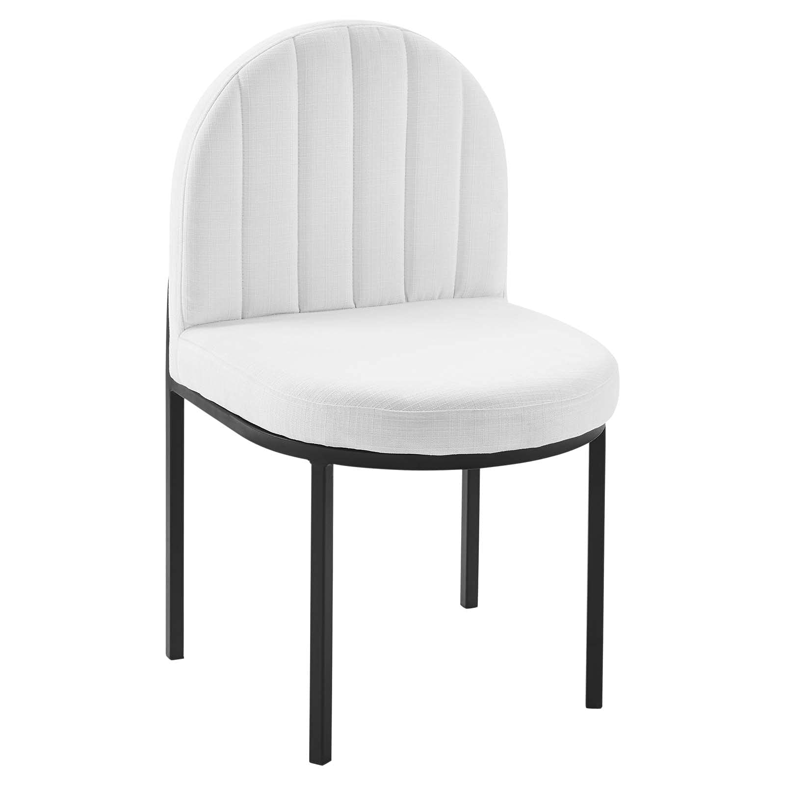 Modway Isla Channel Tufted Upholstered Fabric Dining Side Chair, Black White