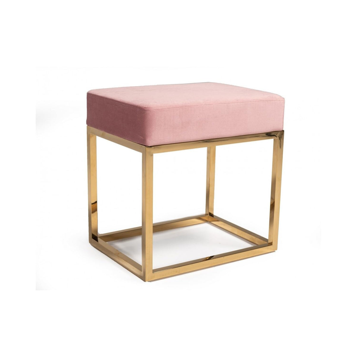 Overstock Modrest Downey Modern Pink Velvet & Gold Stool Ottoman