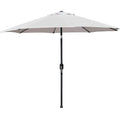 Blissun 9 Outdoor Aluminum Patio Umbrella, Striped Patio Umbrella, Market Striped Umbrella With Push Button Tilt And Crank (Grey