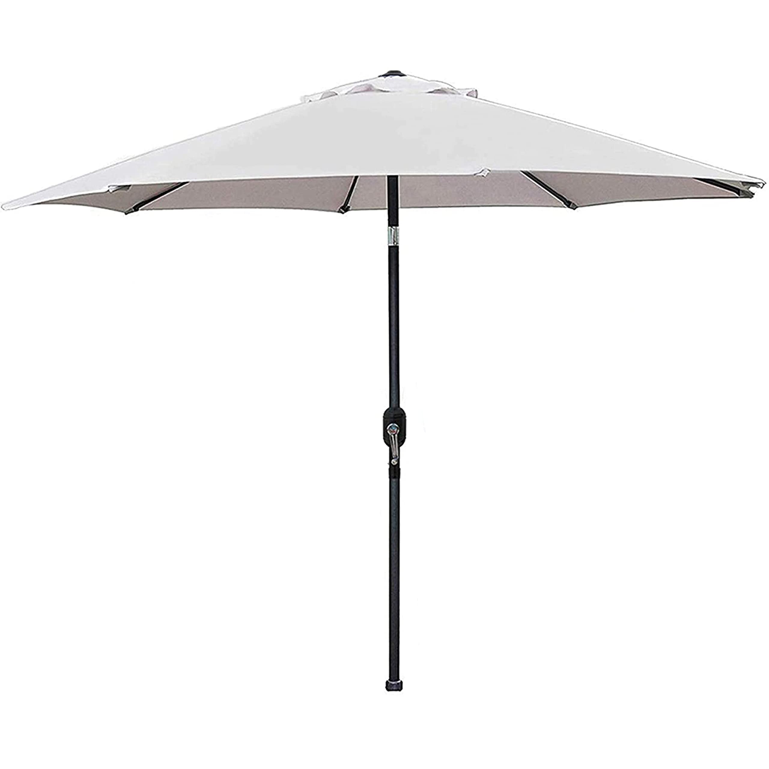 Blissun 9 Outdoor Aluminum Patio Umbrella, Striped Patio Umbrella, Market Striped Umbrella With Push Button Tilt And Crank (Grey