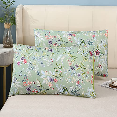 You Sa Vintage Floral Print Pattern Pillowcases 1000Tc Cotton Decorative Pillow Covers (Standard,Color-4)