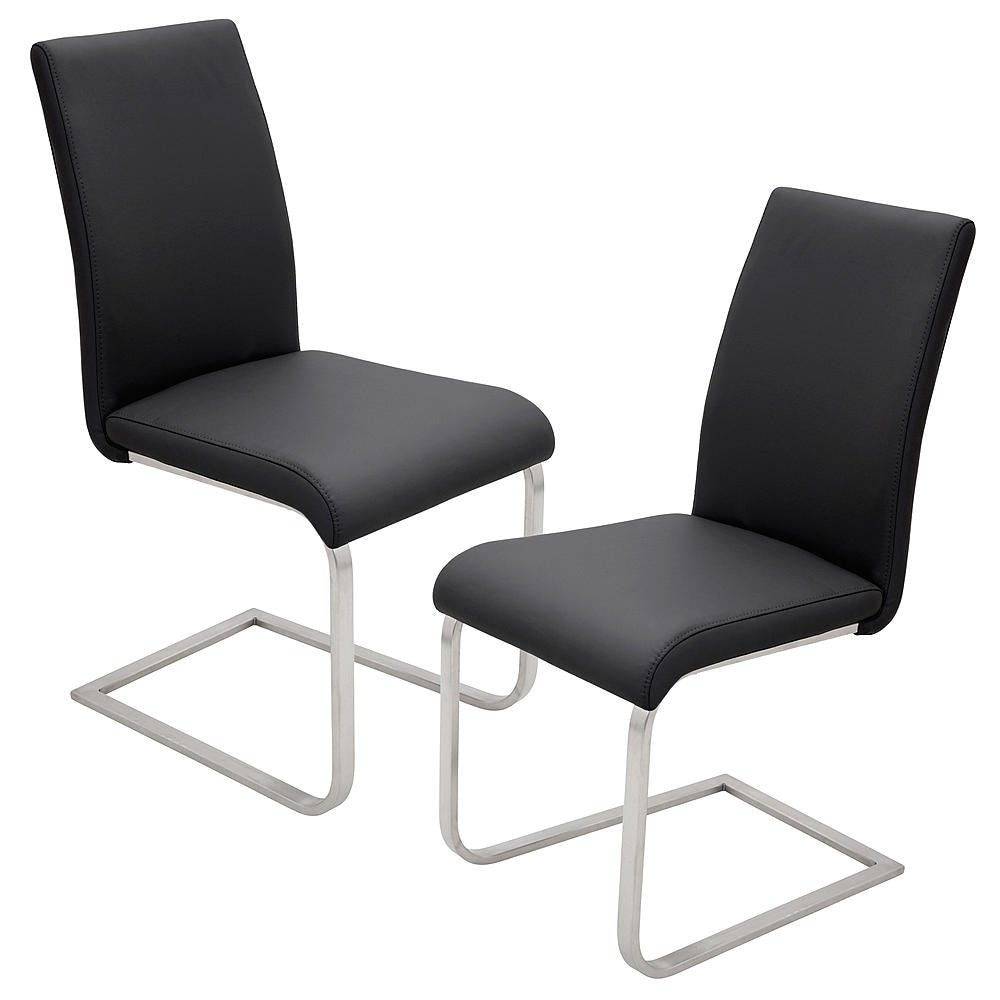 Best Master Furniture Mirage Faux Leather Parson Dining Chairs, Set Of 2, Black
