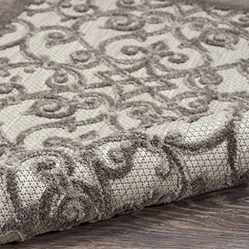HomeRoots Grey/Charcoal 100% Polypropylene 8’ x 11’ Gray and Charcoal Indoor Outdoor Area Rug