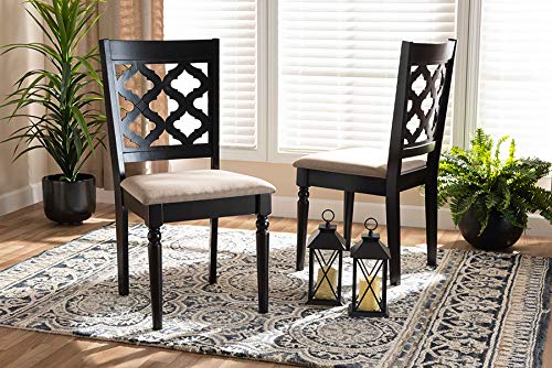 Baxton Studio Sand Upholstered and Brown Finished Wood 2-Piece Dining Chair Set