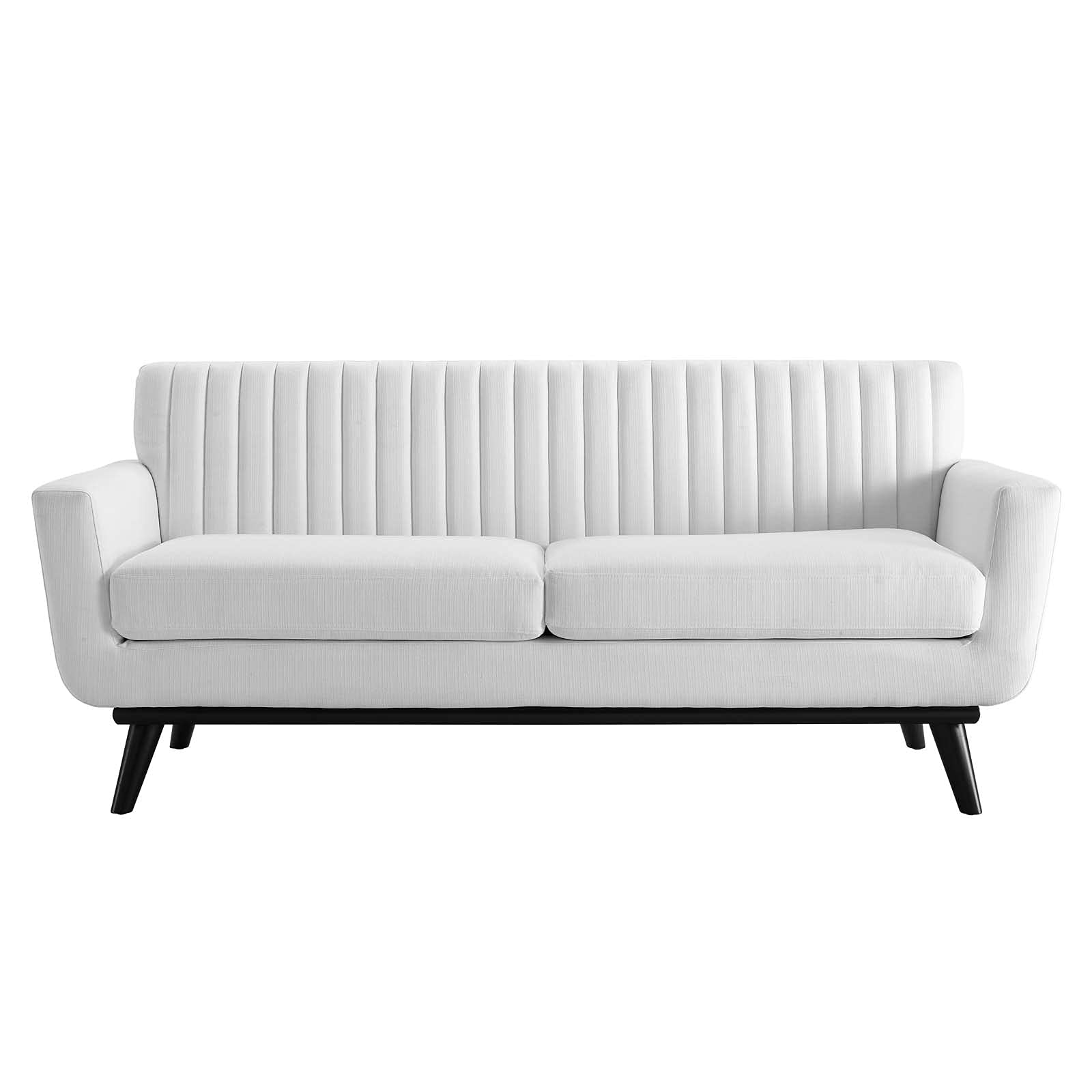 Modway Engage Channel Tufted Fabric Loveseat in White