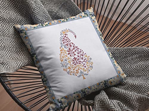 HomeRoots Orange and Red On White 20â€ Red White Paisley Suede Decorative Throw Pillow