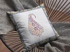 HomeRoots Orange and Red On White 20â€ Red White Paisley Suede Decorative Throw Pillow