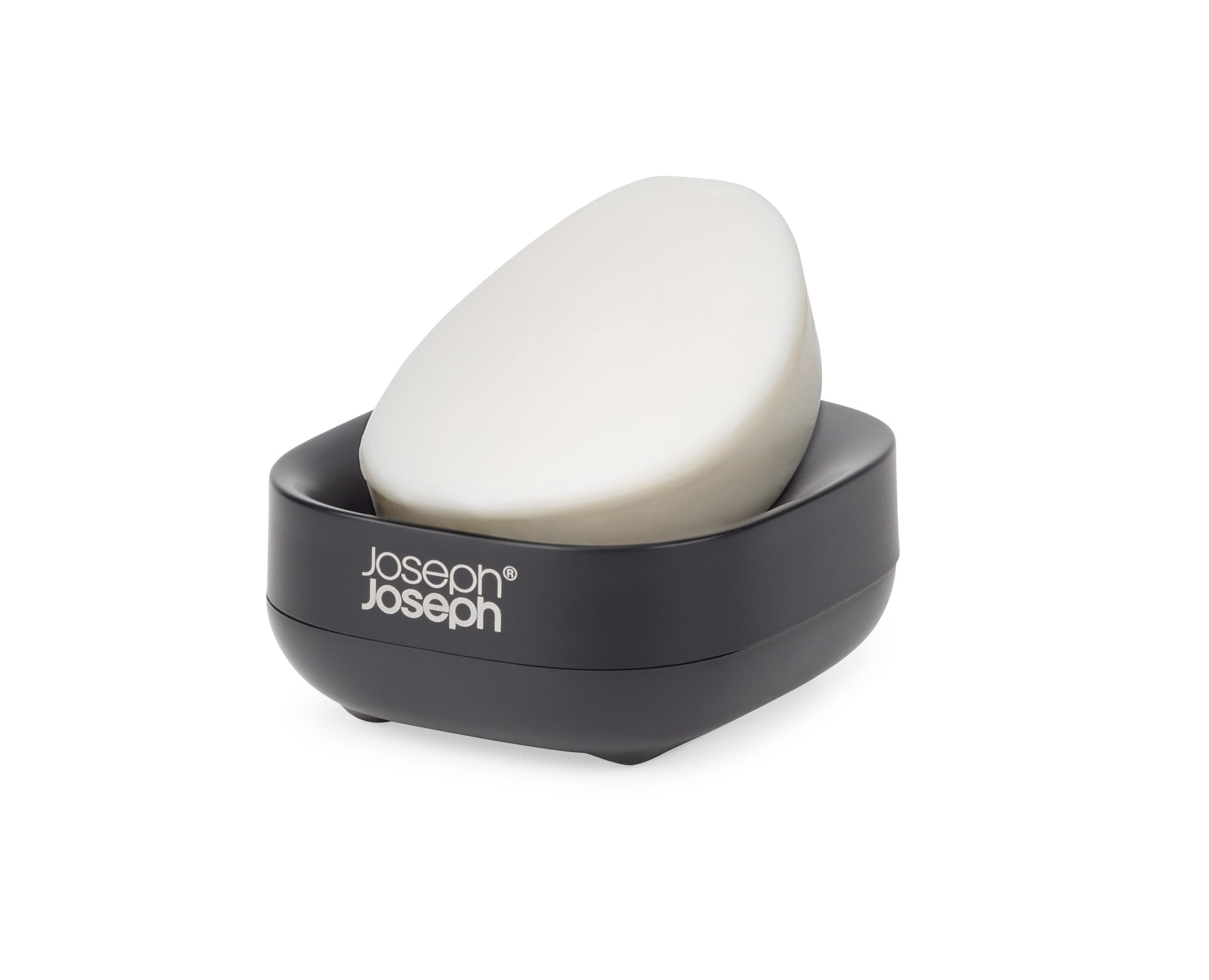 Joseph Joseph Bathroom Slim, Compact, Soap Dish Holder with Non-Slip Base, Matt Black