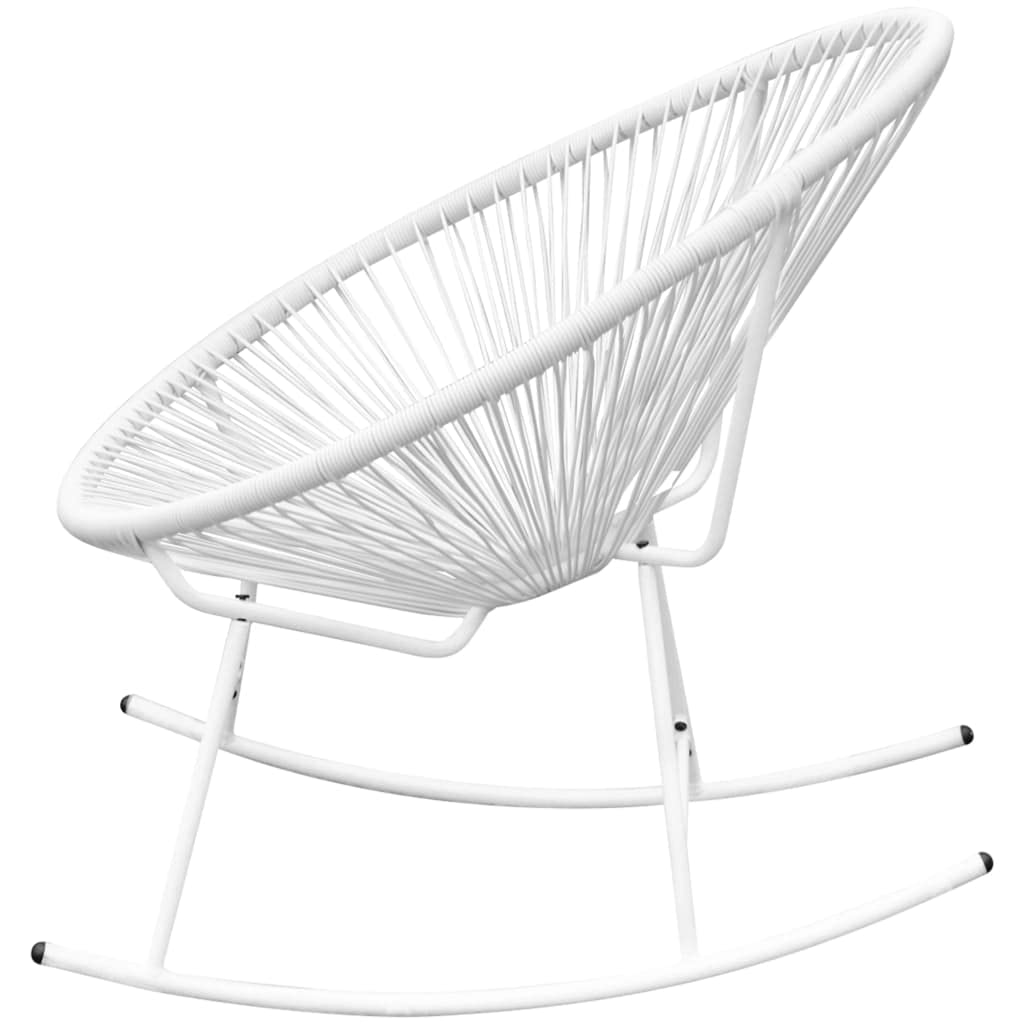 vidaXL White Outdoor Rocking Chair - Scandinavian and Farmhouse Style - Weather-Resistant PE Rattan - Hard-Wearing - Suitable for Daily Use - Dimensions: 28.5" x 30.3" x 35.4"