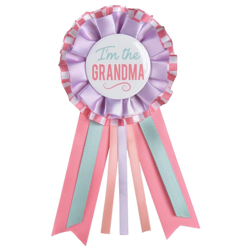 Award Fabric Ribbon, 6.5'' x 3.5'' - Perfect for Baby Showers & Birth Announcements, 1 Piece, I'mThe Grandma, Assorted Pastel Co