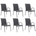 vidaXL Patio Dining Set 7 Piece Outdoor Garden Terrace Yard Patio Table and Chair Seating Seat Sitting Chair Dining Set Furniture Steel Anthracite