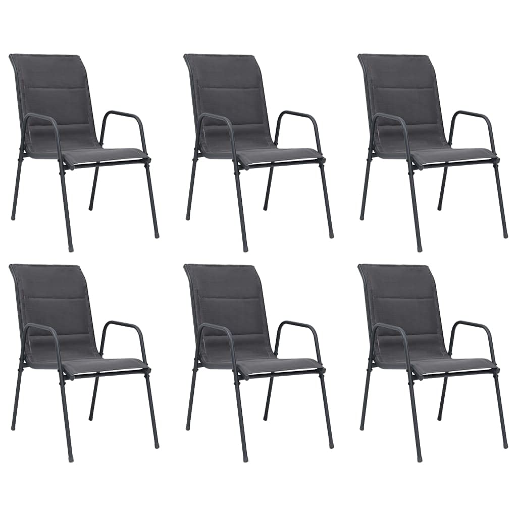 vidaXL Patio Dining Set 7 Piece Outdoor Garden Terrace Yard Patio Table and Chair Seating Seat Sitting Chair Dining Set Furniture Steel Anthracite