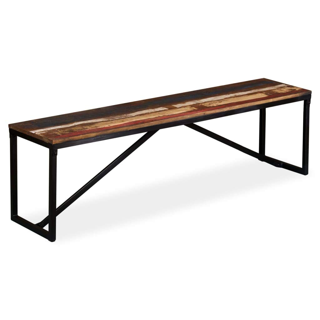 vidaXL Solid Reclaimed Wood Bench with Steel Legs, Industrial-Style, Vintage Charm, Easy Assembly, Multicolor, 63"x13.8"x17.7"
