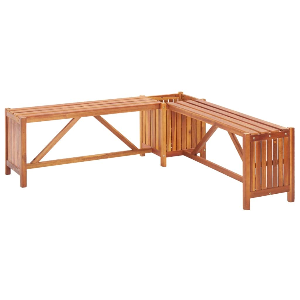 vidaXL Solid Acacia Wood Patio Corner Bench with Planter - Weather-Resistant Outdoor Seating - Versatile Garden and Deck Furniture with Planter Box - 46&quot;x46&quot;x15.7&quot;