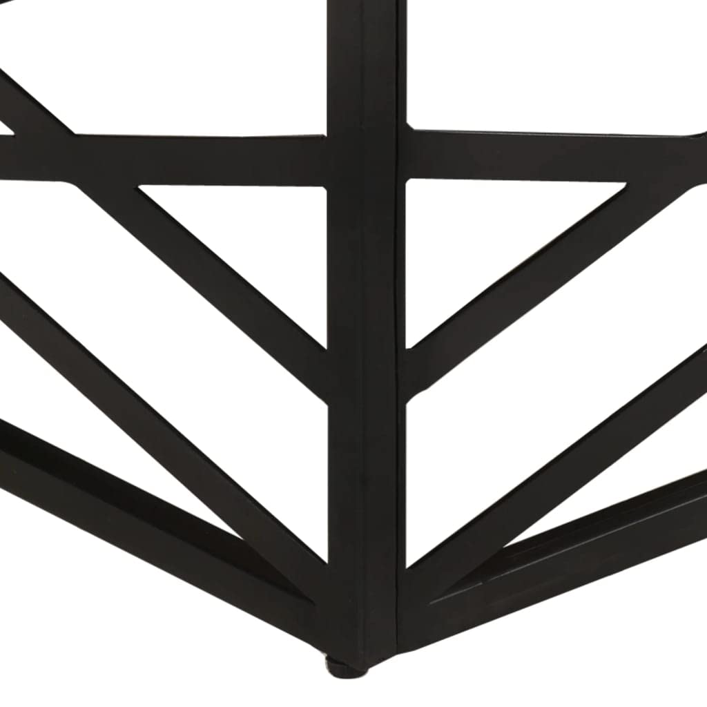 vidaXL Industrial Coffee Table- Solid Mango Wood and Cast Steel, Square Table for Living Room - Brown