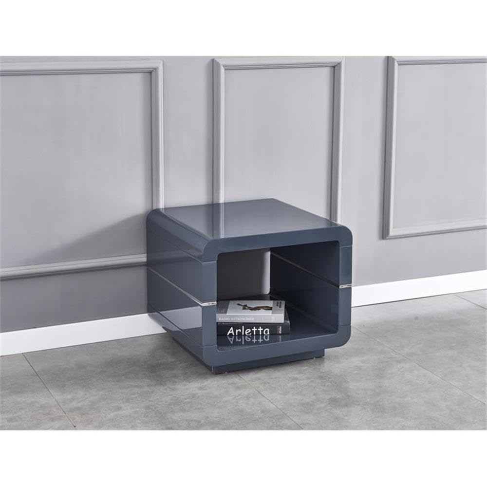 Furniture Modern High Gloss Coffee Table and End Table HighGlossGrey EndTable Glossy, Lacquer Square End Tables