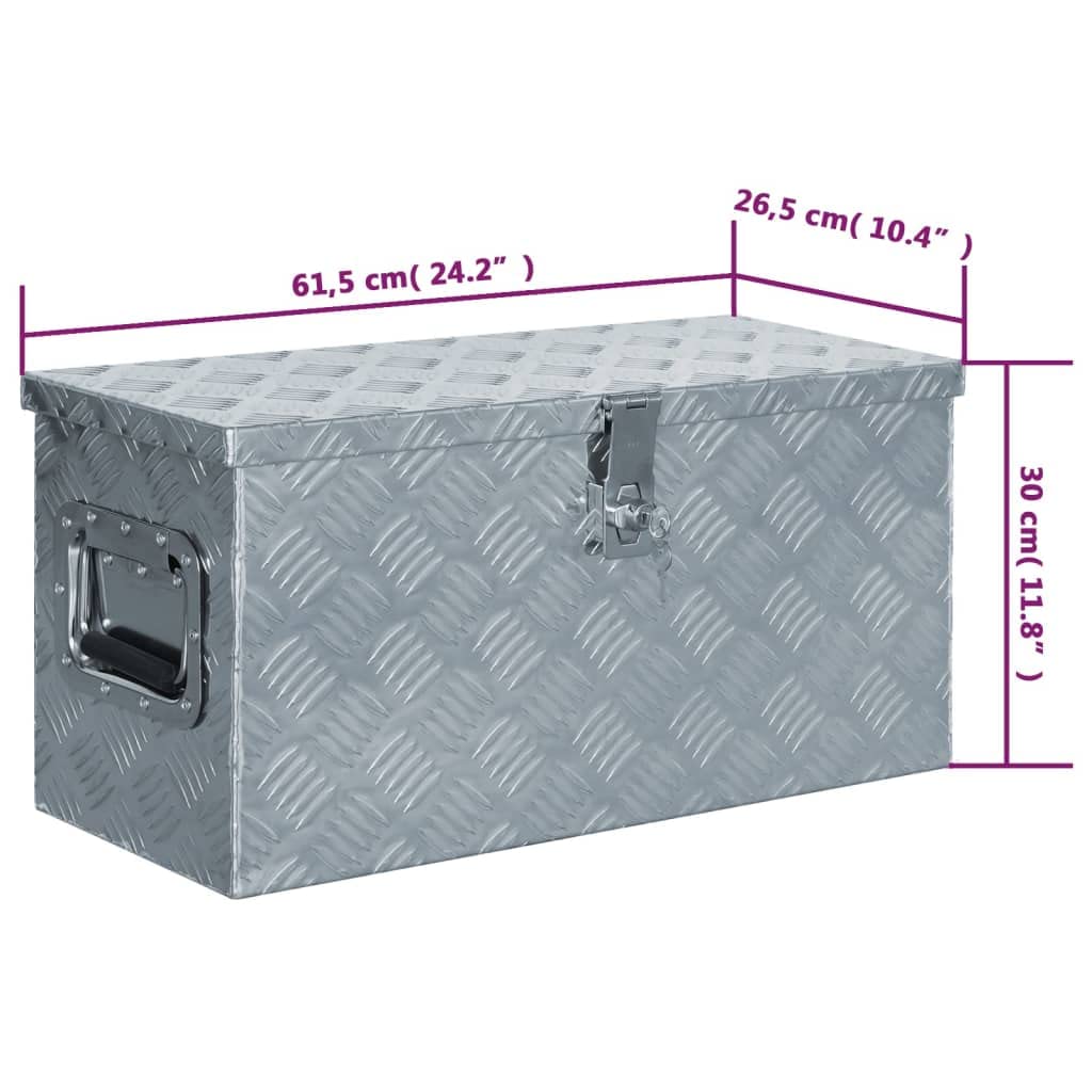 Vidaxl 142936 Aluminium Box 61.5 X 26.5 X 30 Cm Aluminium Tool Box Transport Box Silver