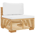 vidaXL 6 Piece Outdoor Lounge Set with Cushions - Solid Teak Wood Patio Ensemble with 1 Corner Sofa, 3 Middle Sofas, 1 Footrest, 1 Table - Easy-to-Assemble Garden and Terrace Furniture