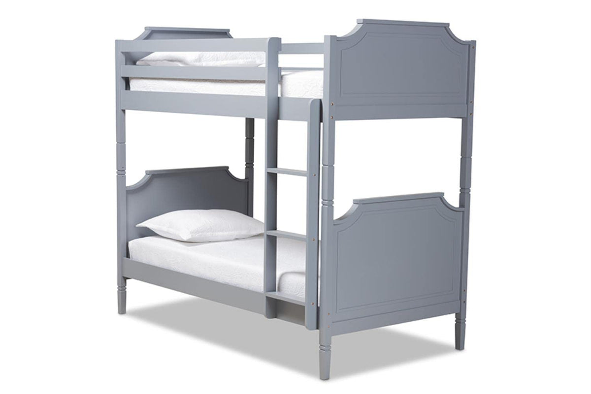 Baxton Studio Mariana Twin Size Grey Finished Wood Bunk Bed