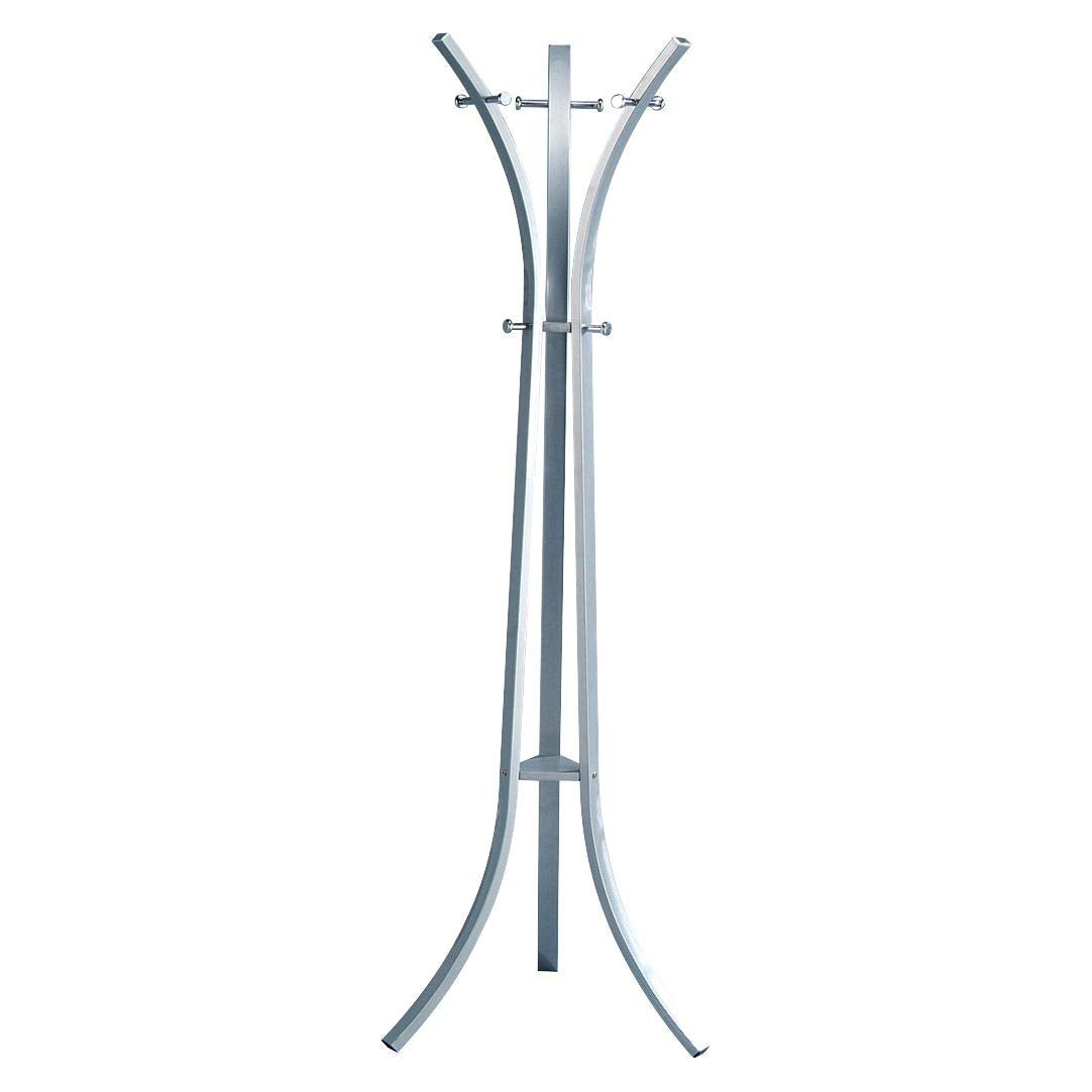 Pilaster Designs - Silver / Chrome Finish Metal Coat Rack With Hat Stand