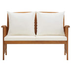 vidaXL Outdoor Patio Bench with Thick Cushions - Solid Acacia Wood Construction - Aesthetically Pleasing Design - 46.9" x 26.4" x 32.7" - Compliant with California Proposition 65 Warning