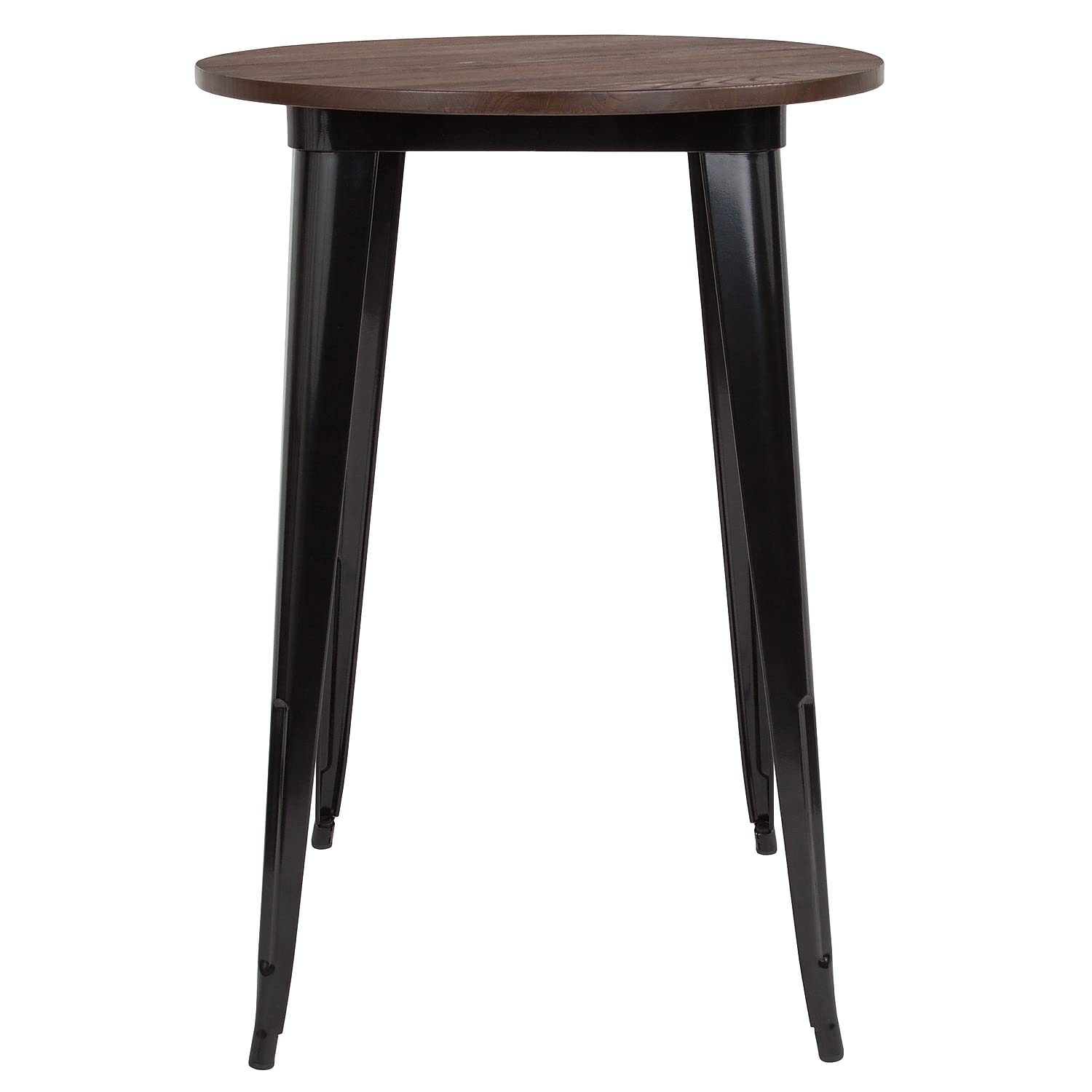 Flash Furniture Philip 30' Round Black Metal Indoor Bar Height Table With Walnut Rustic Wood Top