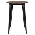 Flash Furniture Philip 30' Round Black Metal Indoor Bar Height Table With Walnut Rustic Wood Top