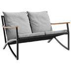 vidaXL Patio Bench with Cushions - Comfortable Textilene Fabric, Removable Covers, Black Powder-Coated Steel Frame, Perfect for Garden, Deck, or Patio - 47.2x 31.9x 26.8