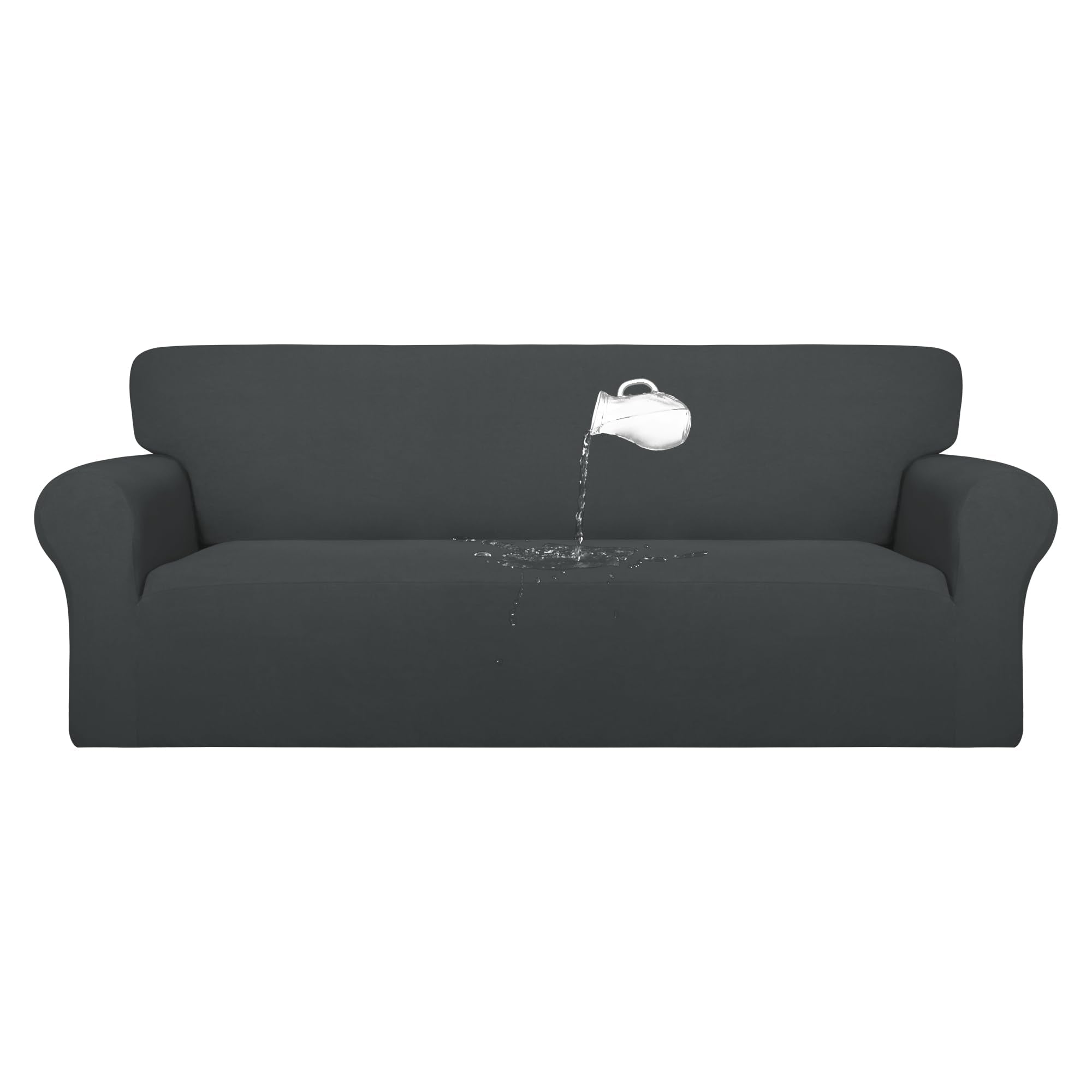 Purefit 100% Dual Waterproof Couch Cover Slipcovers For Couches And Sofas - Stretch Non Slip Fleece Sofa Covers Washable, Leakproof Furniture Protector For Kids, Pets, Dog (Oversized Sofa, Dark Gray)