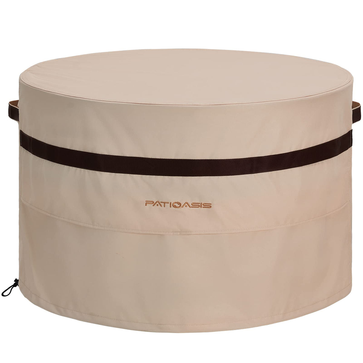 Patioasis Round Patio Fire Bowl Cover, Outdoor Fire Pit Cover Waterproof Heavy Duty Gas Firepit Table Covers With Air Vent And H
