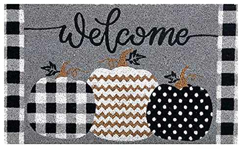 Briarwood Lane Patterned Pumpkins Fall Natural Fiber Coir Doormat - 30X18 Inches - Door Mat Indoor Entrance - Coir Door Mats Outdoor - Fall Coir Doormat - Coir Moor Mats Outdoor Fall - Home Decor