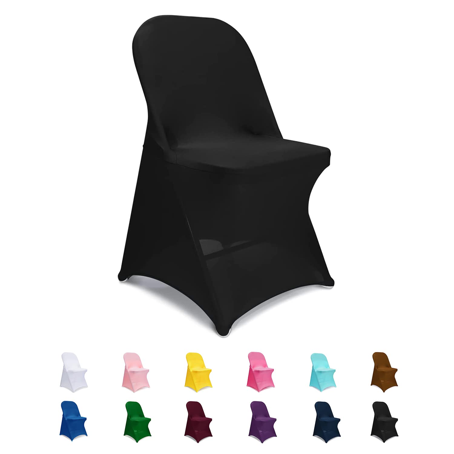 Jieqier Spandex Folding Chair Covers, Black Folding Chair Slipcovers 20 PCS, Universal Fitted Chair Slipcovers for Wedding, Part