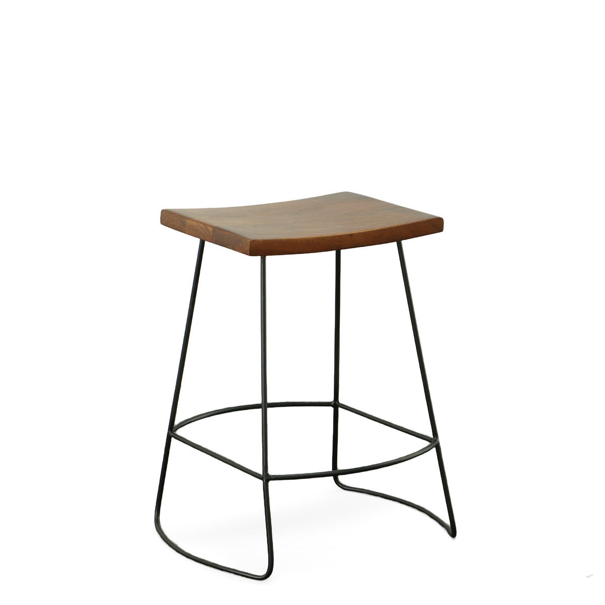 Set Of Two 25 chestnut And Black Steel Backless counter Height Bar chairs With Footrest