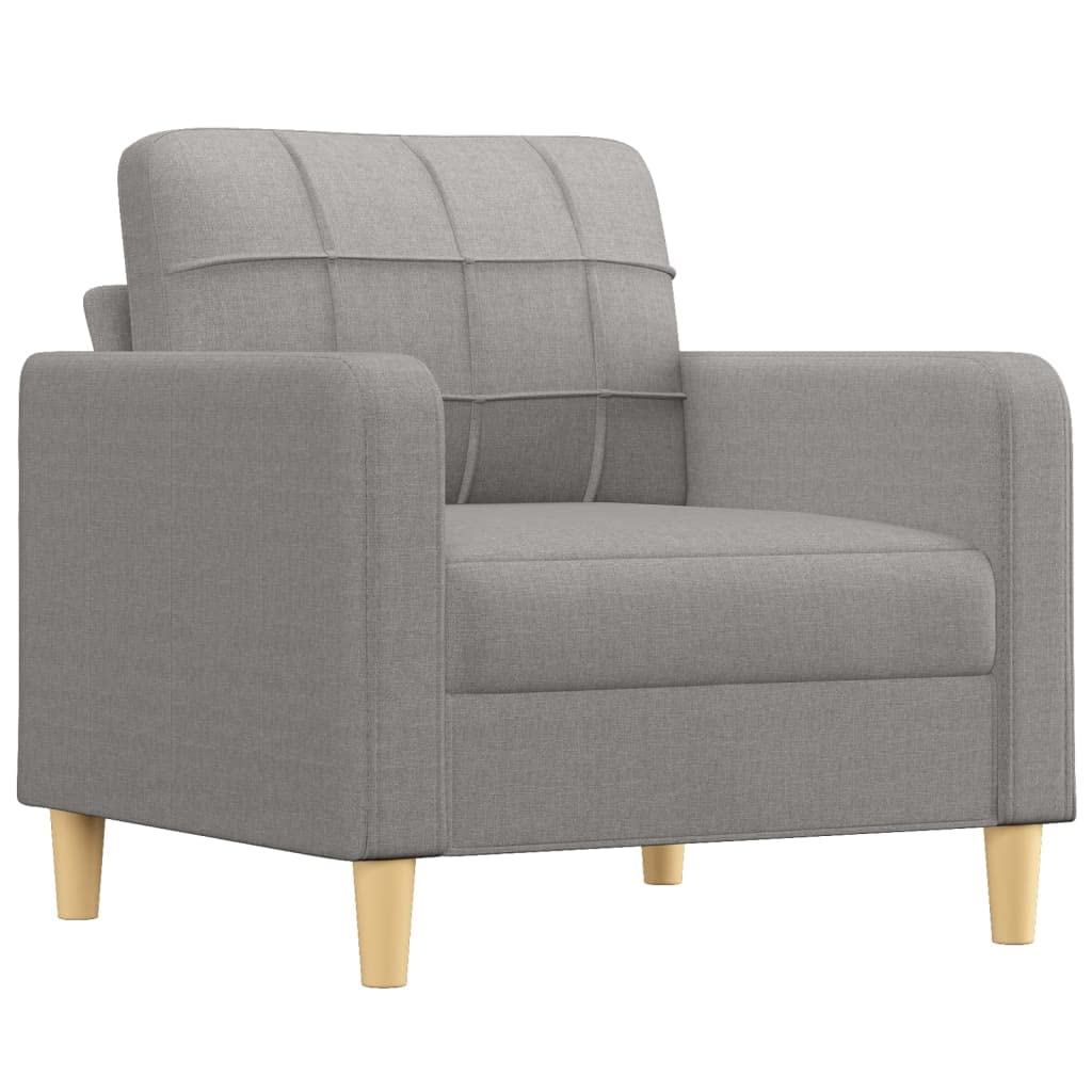 vidaXL Sofa Chair - Light Gray 1-Seater Fabric Lounge with Sturdy Plywood and Metal Frame for Home and Office Use