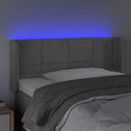 vidaXL LED Headboard, Upholstered Headboard for Bed Home, Bed Headboard with LED Light, Bedroom Furniture, Light Gray 40.6"x6.3"x30.7"/34.6" Velvet