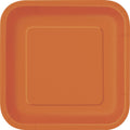 Pumpkin Orange Square Disposable Paper Dessert Plates - 7'', 16 Pieces - Perfect for Parties, Weddings, Holidays & Events