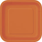 Pumpkin Orange Square Disposable Paper Dessert Plates - 7'', 16 Pieces - Perfect for Parties, Weddings, Holidays & Events