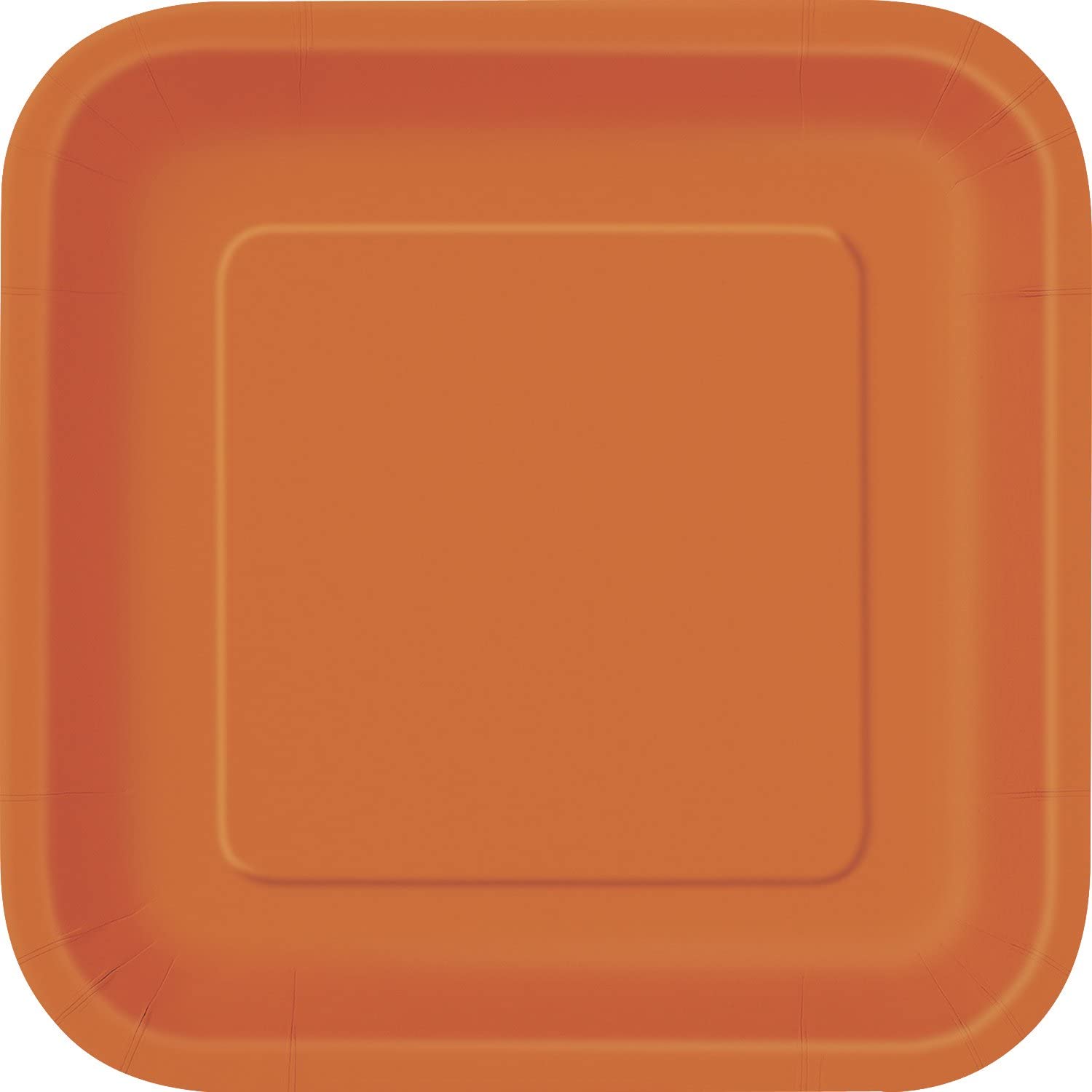 Pumpkin Orange Square Disposable Paper Dessert Plates - 7'', 16 Pieces - Perfect for Parties, Weddings, Holidays & Events