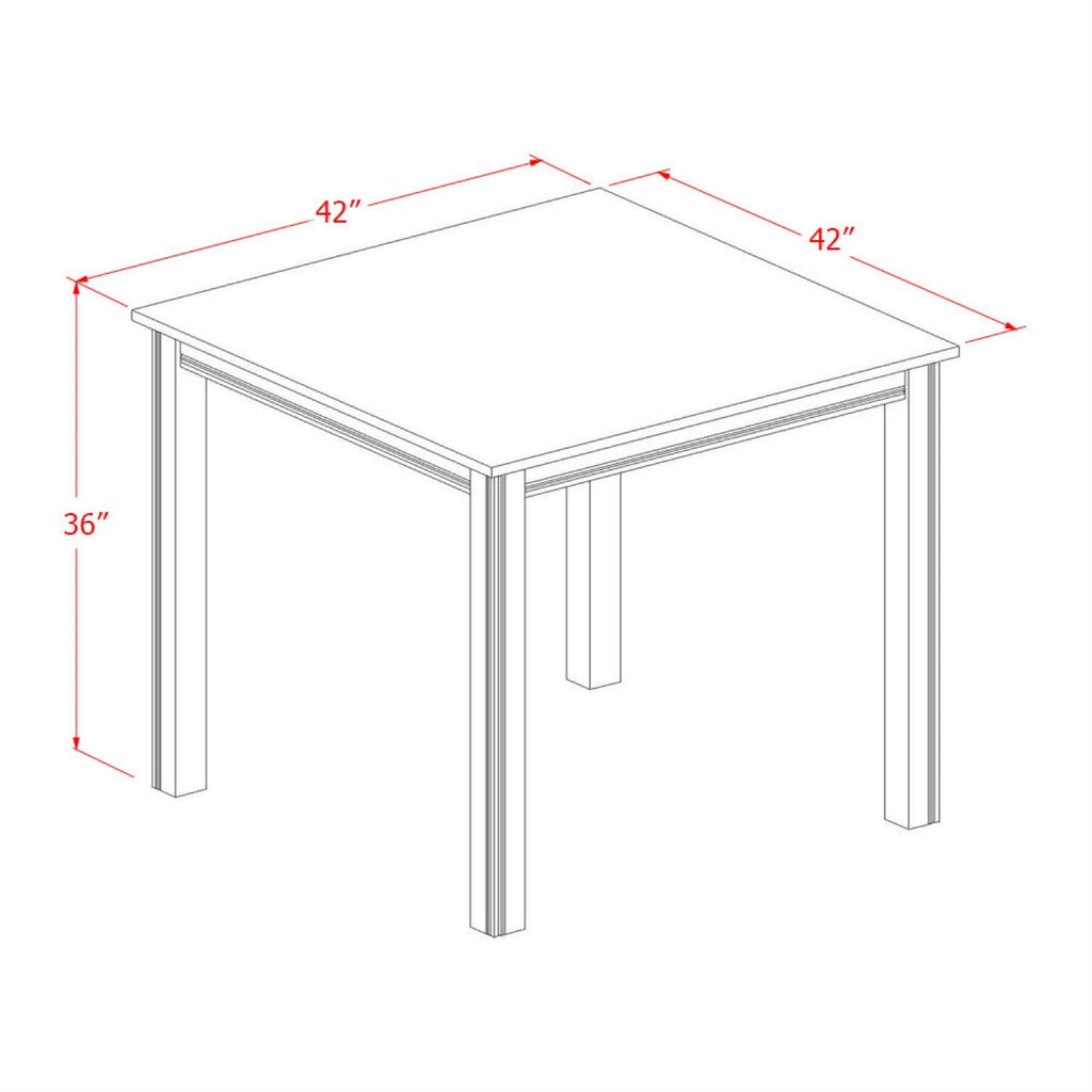 East West Furniture CFQU3-OAK-W 3 Piece Kitchen Counter Height Dining Table Set Contains a Square Dining Room Table and 2 Wooden Seat Chairs, 42x42 Inch, Oak