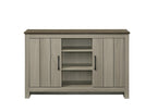 LILOLA LIVING Nyla 47" W Gray Oak Console Table, Buffet Table, Sideboard with Shelves and Cabinet Doors