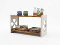 2Tier Wooden Shelf Unit With Floral CutOut Metal Sides