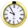 Hicarer 1-1/2 Inch (37 mm) Round Quartz Clock Insert with Roman Numerals Fit 35 mm Diameter Hole (Gold Bezel)