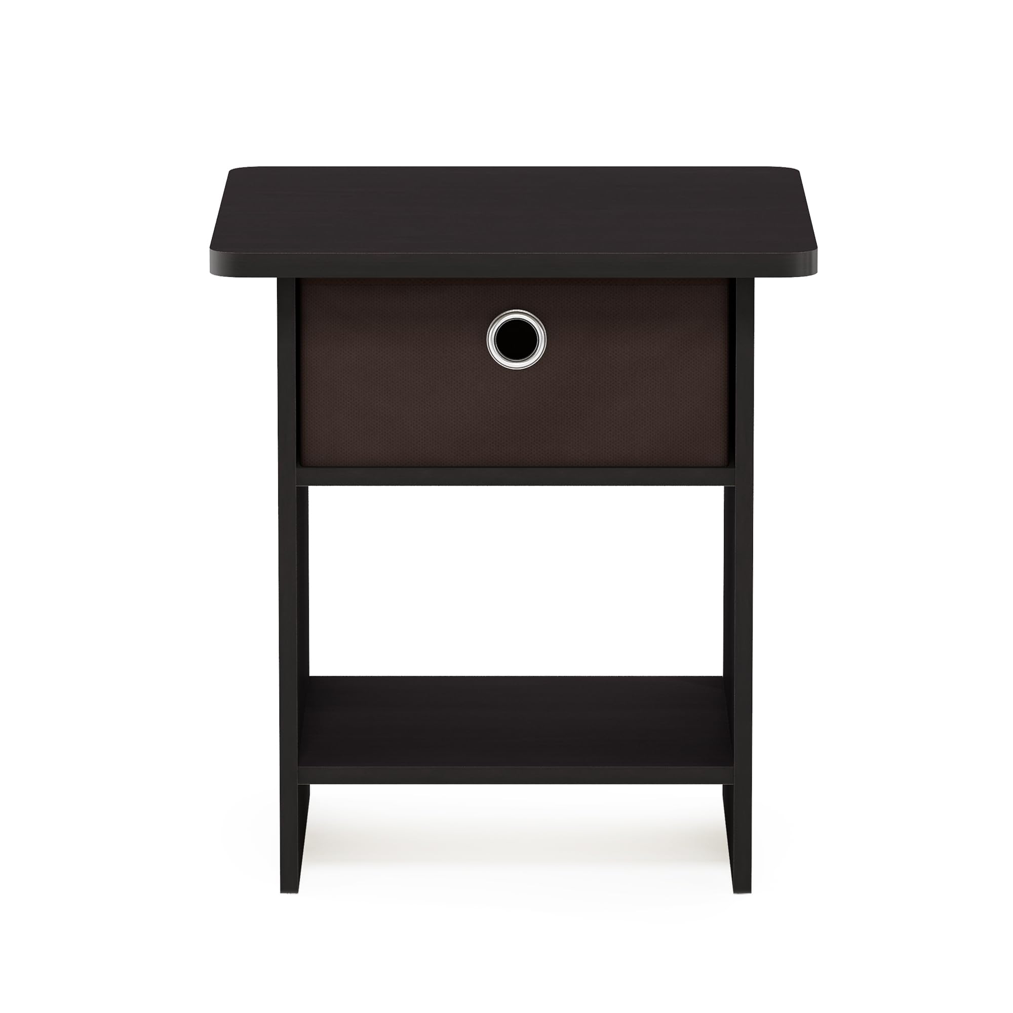 Furinno Dario End Table / Side Table / Night Stand / Bedside Table with Bin Drawer, 1-Pack, Dark Walnut