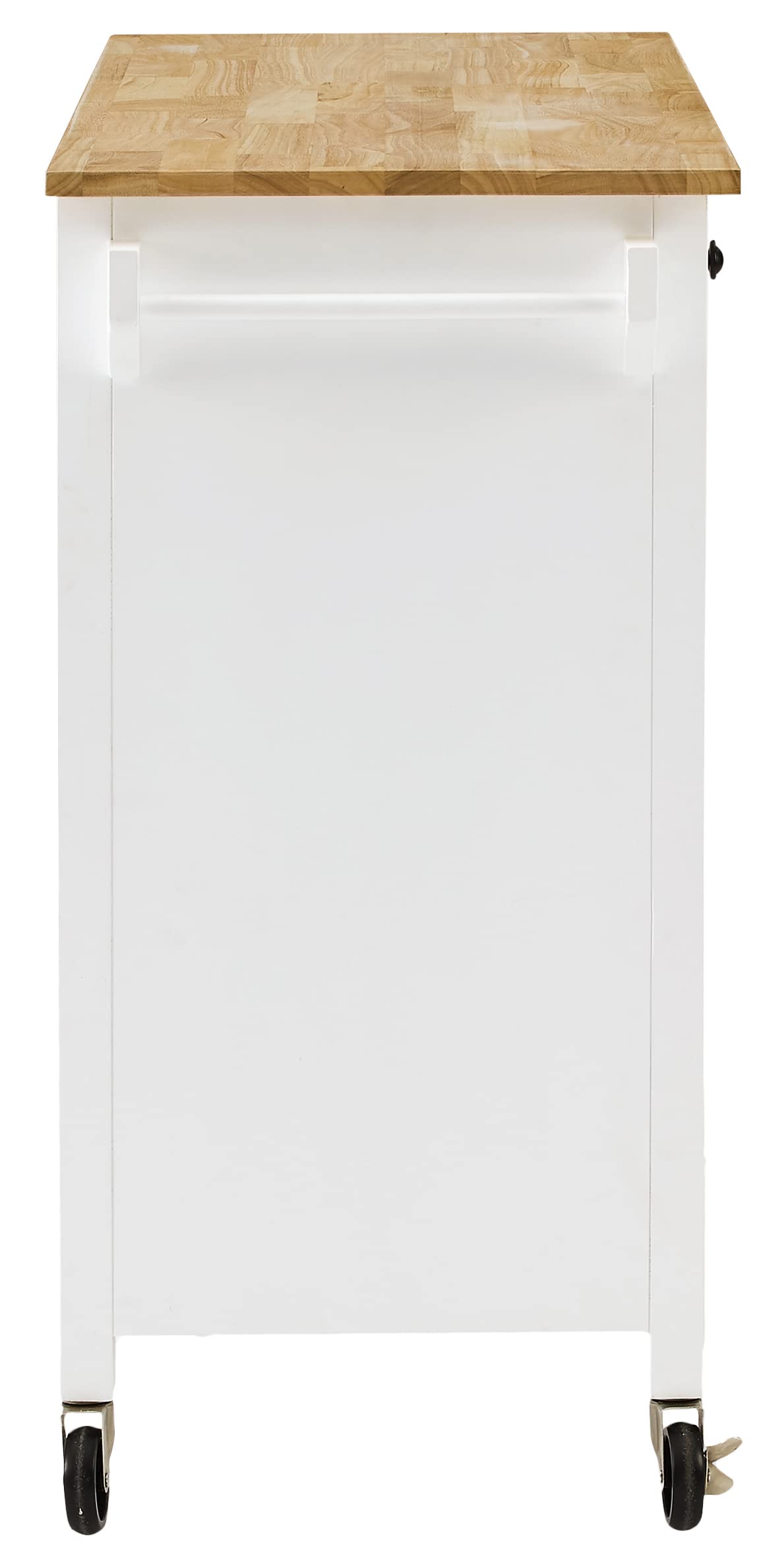 Crosley Furniture Laurel Rolling Kitchen Island Cart, Microwave Stand, Coffee Bar, with Shelves and Drawers, White