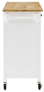 Crosley Furniture Laurel Rolling Kitchen Island Cart, Microwave Stand, Coffee Bar, with Shelves and Drawers, White