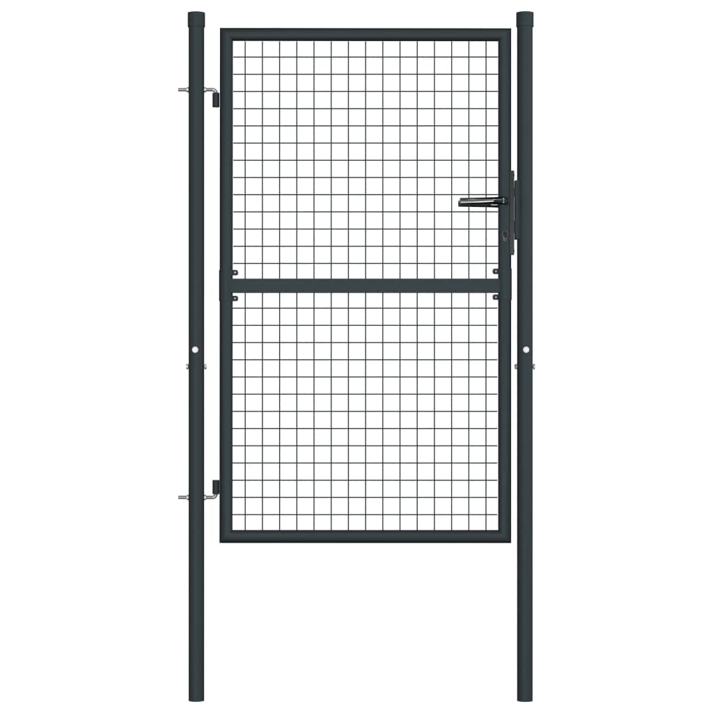 vidaXL Mesh Garden Gate Outdoor Garden Backyard Privacy Border Enclosure Door Fence Panel Galvanized Steel 68.9 Gray