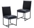 Cimota Black Leather Dining Chairs Set Of 2, Upholstered Dining Room Chairs Armless Guest Side Chair With Black Base For Dining