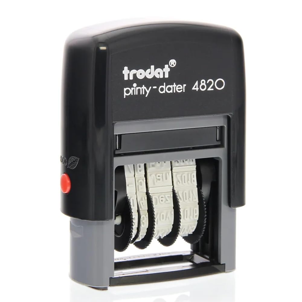 Trodat Date Stamp Printy 4820 Self-Inking, Months In Letters, Characters 4Mm, Imprint Black