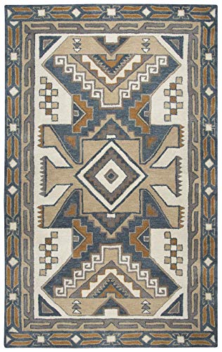 Ryder 8' Round Southwest/Tribal Gray/Tan Hand-Tufted Area Rug