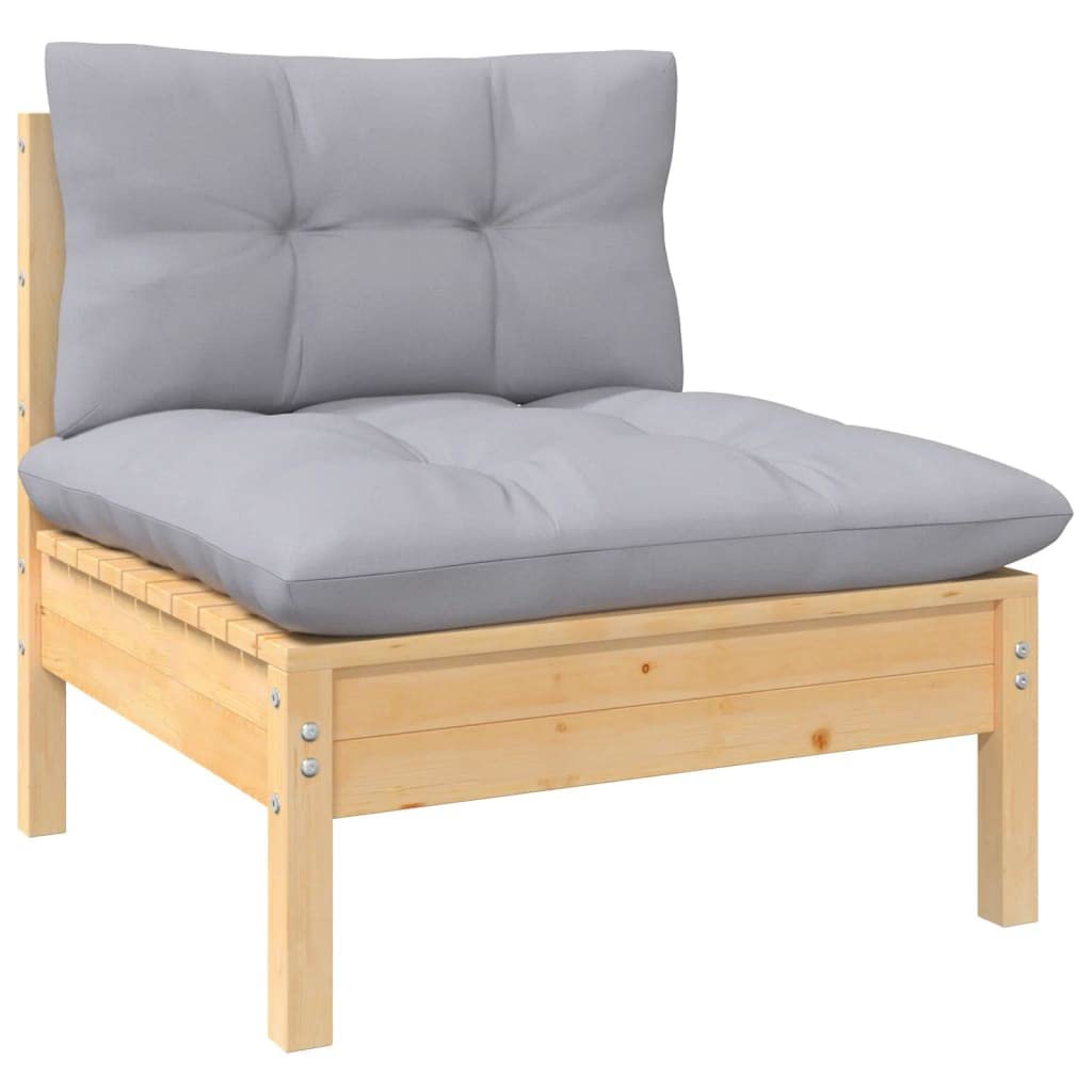 vidaXL 12-Piece Patio Lounge Set - Solid Pinewood Frame, Square Shape, Gray Cushions for Garden, Outdoor, Deck